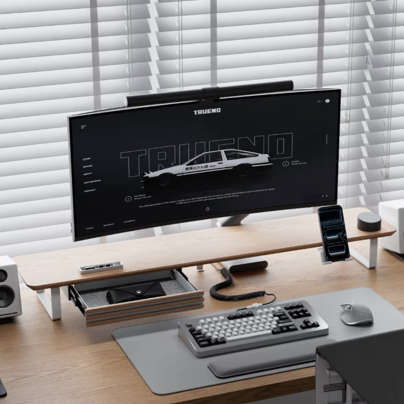 Setup Desk Monitor - Modularer Monitorständer aus Eichenholz Massivholz Desktop-Computer-Aufbewahrungshalter