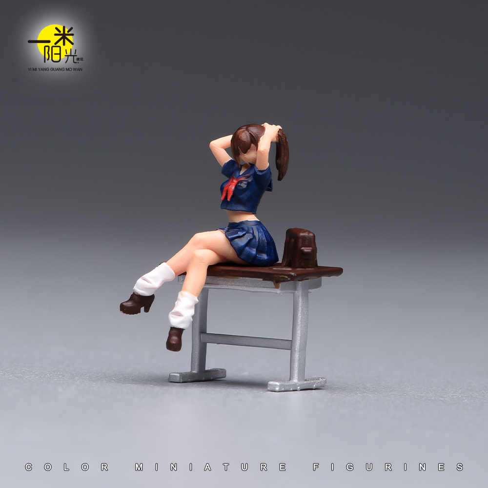 Desk Setup With Tv - Bemalte Miniaturfigur 1/87 1/64, japanischer Schreibtisch,