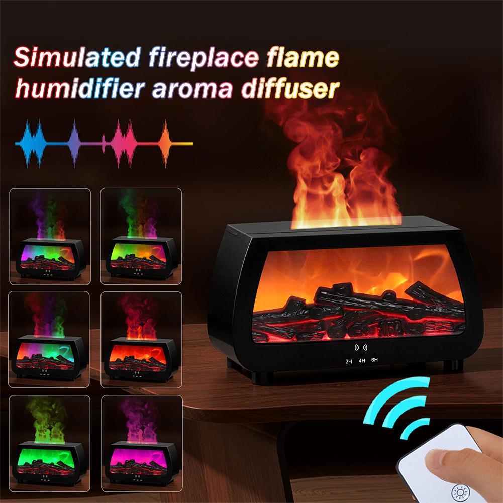 Desk Setup Lamp - Auto-Aroma-Diffusor mit Kamin-Flammeneffekt, ätherischer Öl-Luftbefeuchter mit