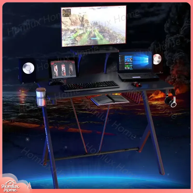 Desk Setup L Shaped - Multifunktionaler Gaming-Schreibtisch für E-Sport-PC-Setup mit Kopfhörerhalter,