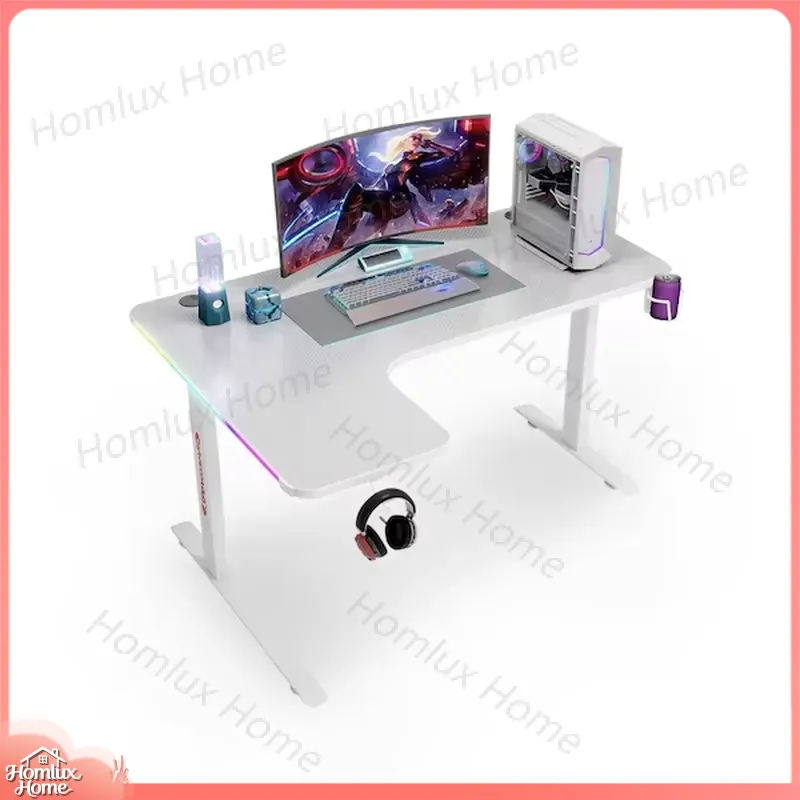 Desk Setup L Shaped - Großer L-förmiger RGB LED Gaming-Schreibtisch Höhenverstellbar