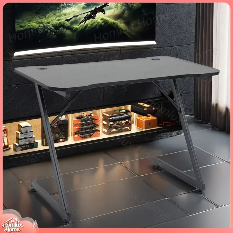 Desk Setup L Shaped - L-förmiger Computertisch aus Holz und Metall,
